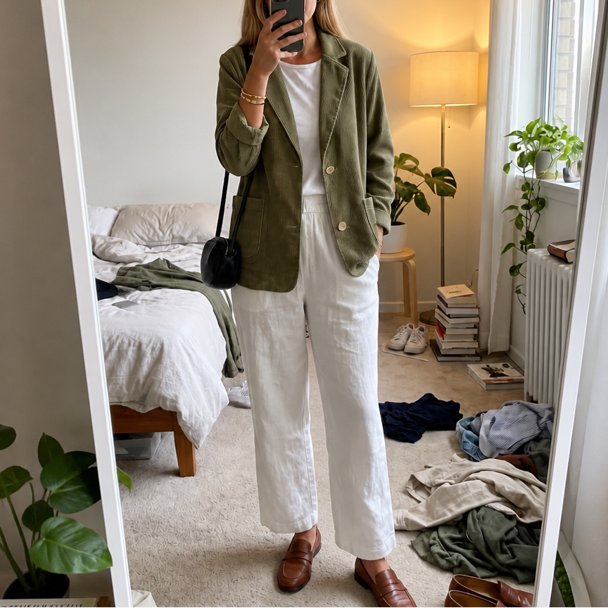 Corduraine – Notch Collar Single-Breasted Corduroy Blazer