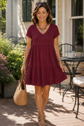 Verafall – V-Neck Tiered Ruffle Midi Dress
