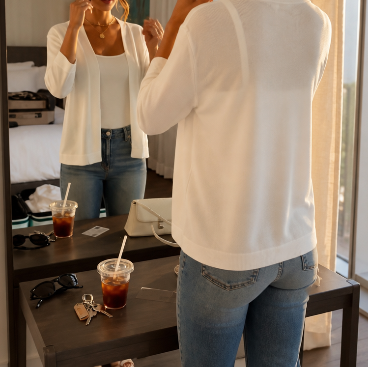 Wearbella – Semi-Sheer Open-Front Knit Cardigan