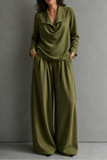 Wearbella – Ribbed Knit Draped Top. And Pants Set