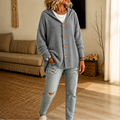 Wearbella – Hooded Waffle-Knit Button-Front Cardigan