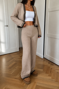 Linewear – Contrast Piping Knit Cardigan And Pants Set