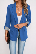 Cuffley – Striped-Cuff Roll-Sleeve Tailored Blazer