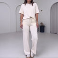 Wearday – Solid Short-Sleeve Top And Pants Set