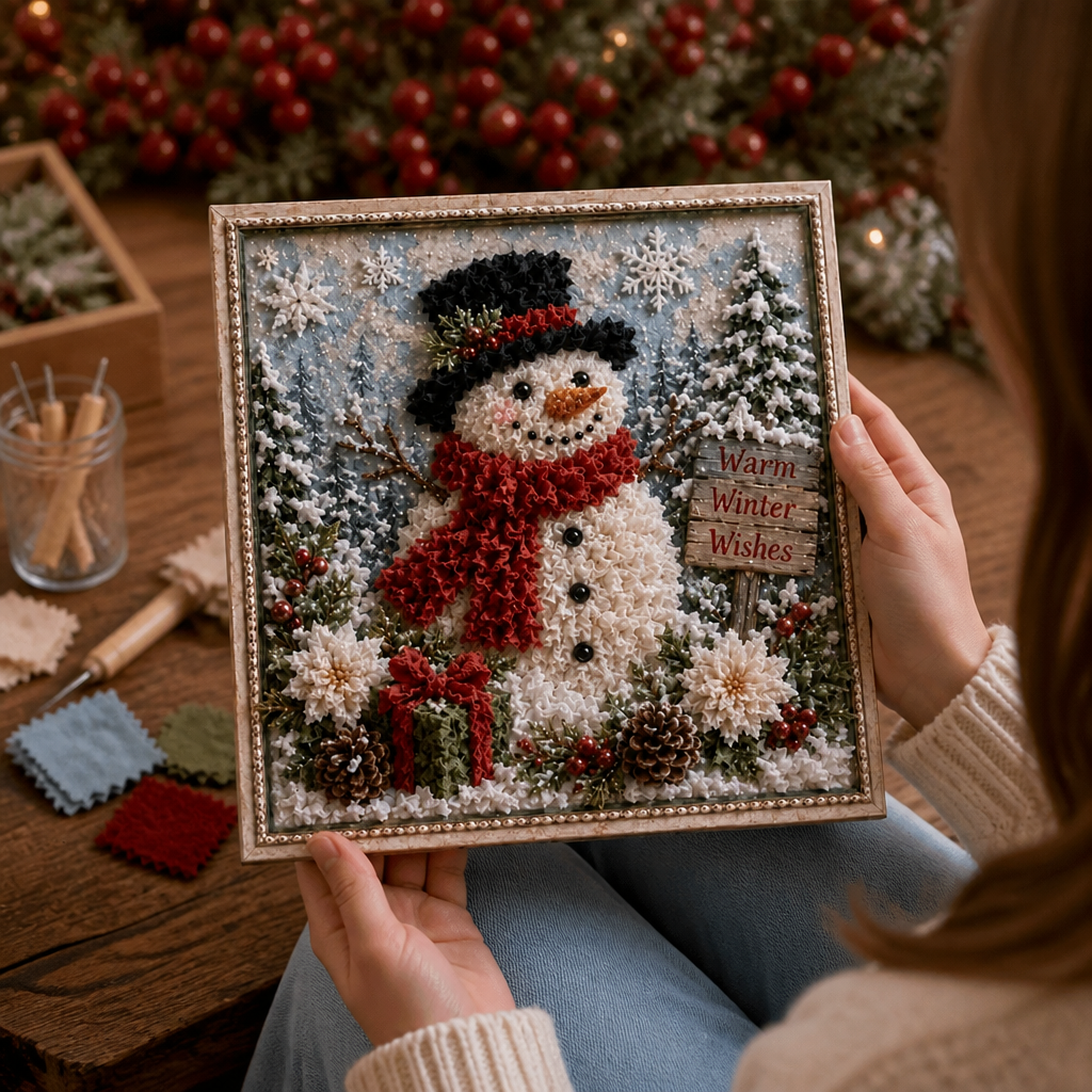 Foldery – Pre-Punched 3D Christmas Yarn Art Kit