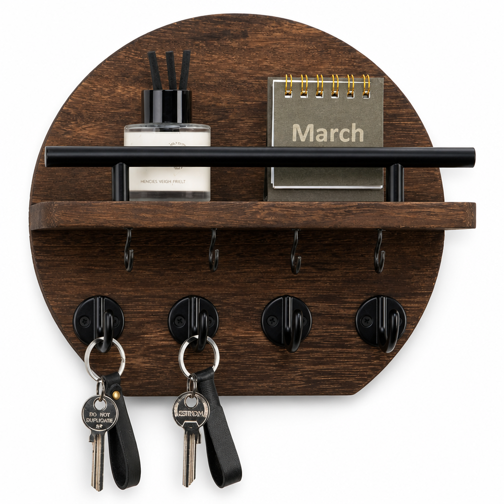 Keyhaven – Wall-Mounted Entryway Shelf With Double Hooks