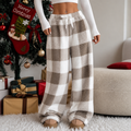 Plaidly – High-Waisted Plush Plaid Wide-Leg Lounge Pants