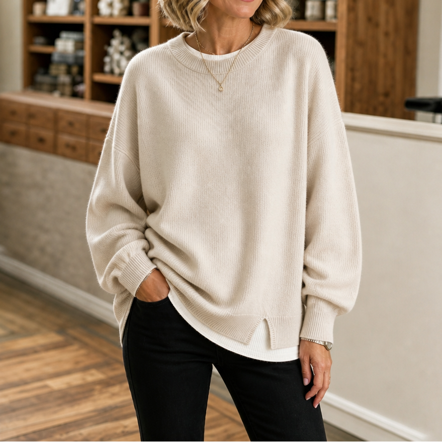 Layerlyn – Contrast Trim Layered-Look Sweater