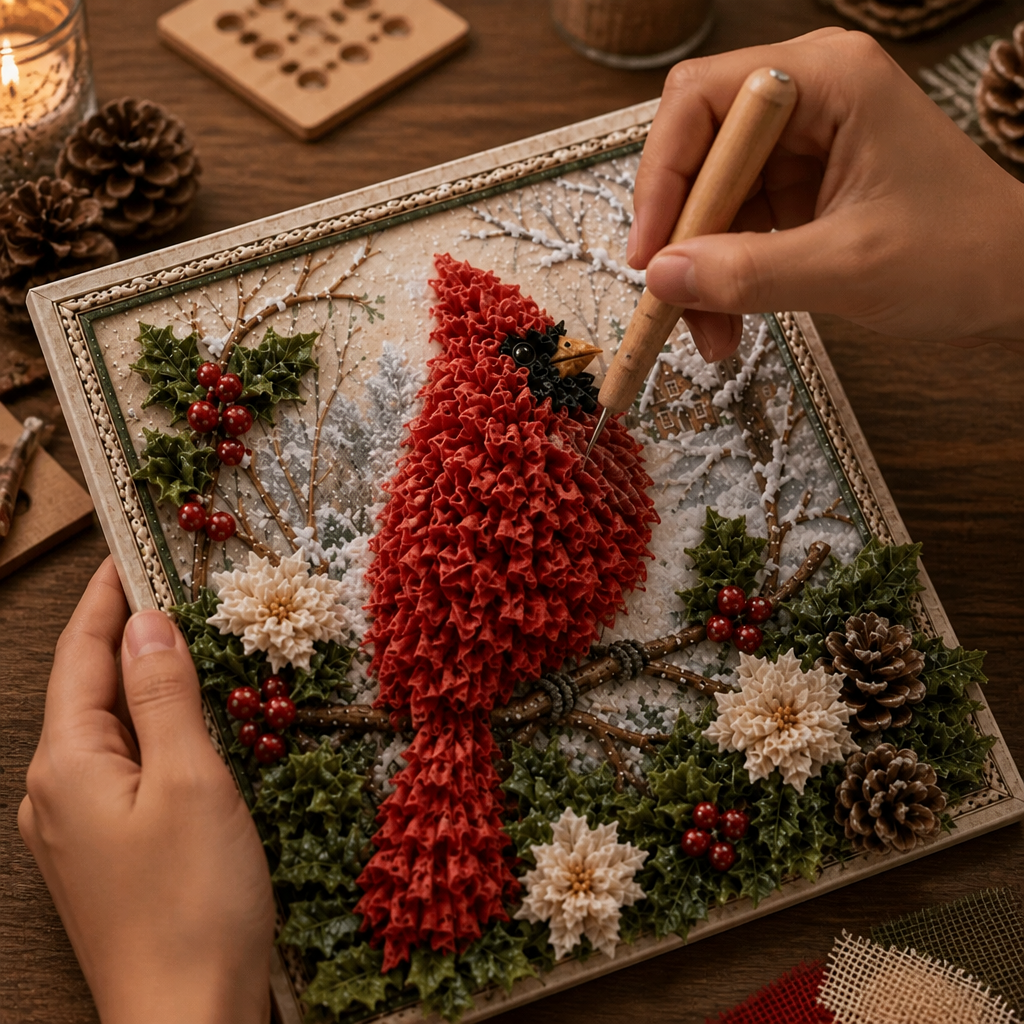 Foldery – Pre-Punched 3D Christmas Yarn Art Kit