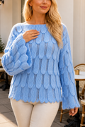 Wearbella – Hollow-Out Leaf-Knit Oversized Sweater