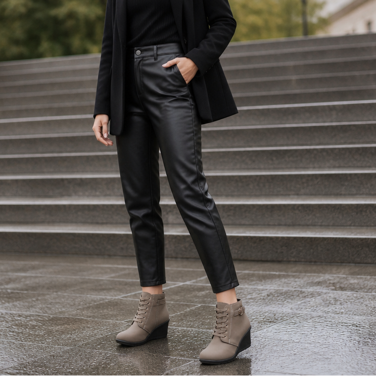 Stepeasy – Water-Repellent Side-Zip Wedge Ankle Boots