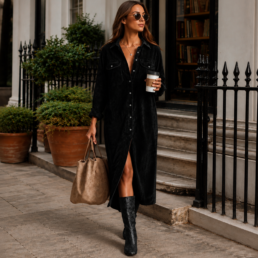 Wearbella – Button-Front Midi Shirt Dress With Side Slit
