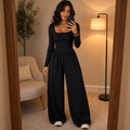 Wearbella – Ruched Waist Square Neck Wide-Leg Jumpsuit