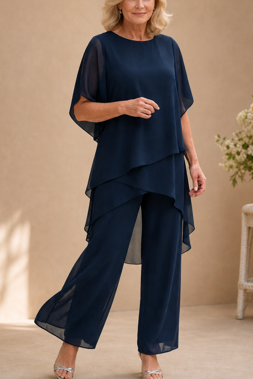 Wearbella – Draped Asymmetric Top And Wide-Leg Trouser Set