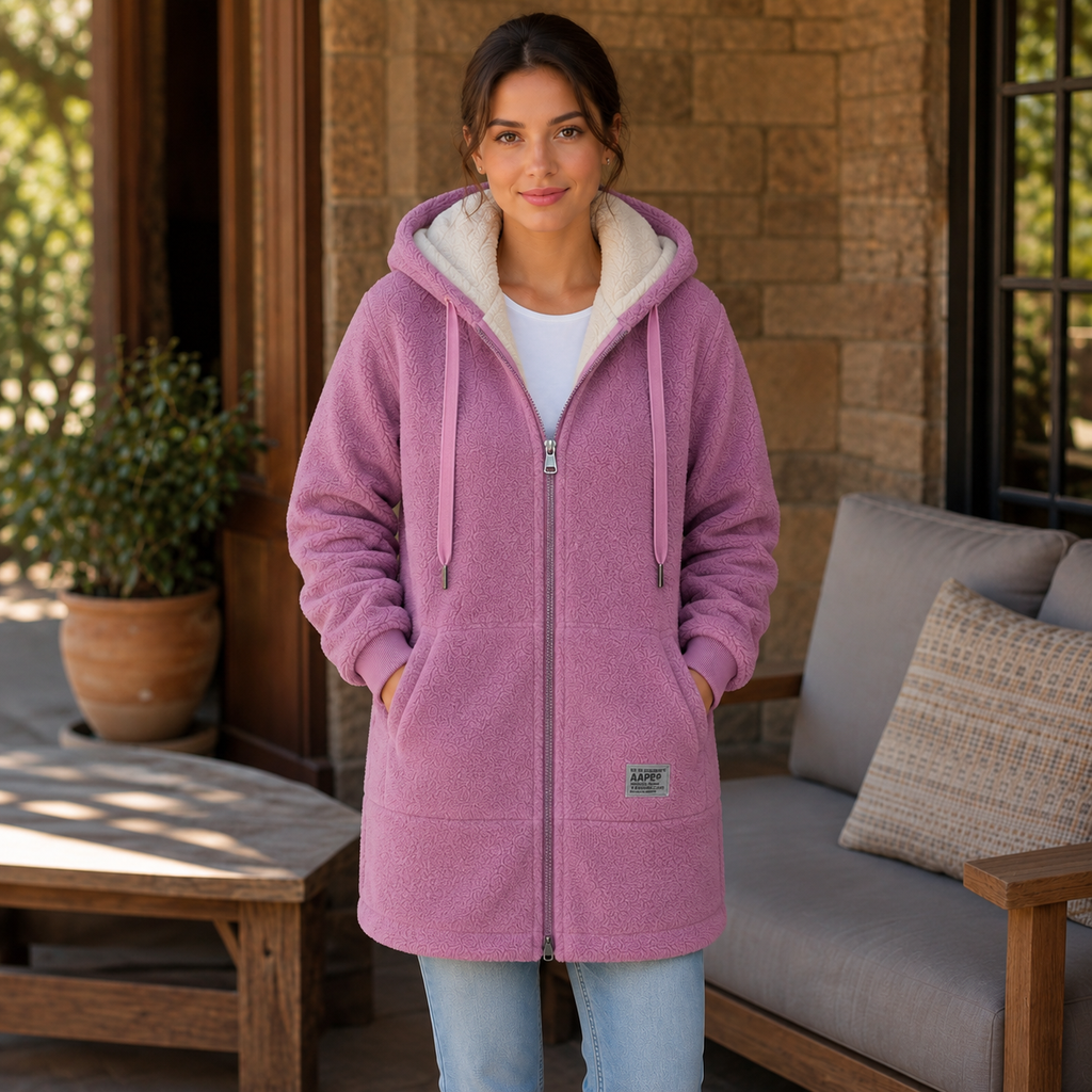 Phoebe – Full Fleece-Lined Look Hooded Zip Jacket