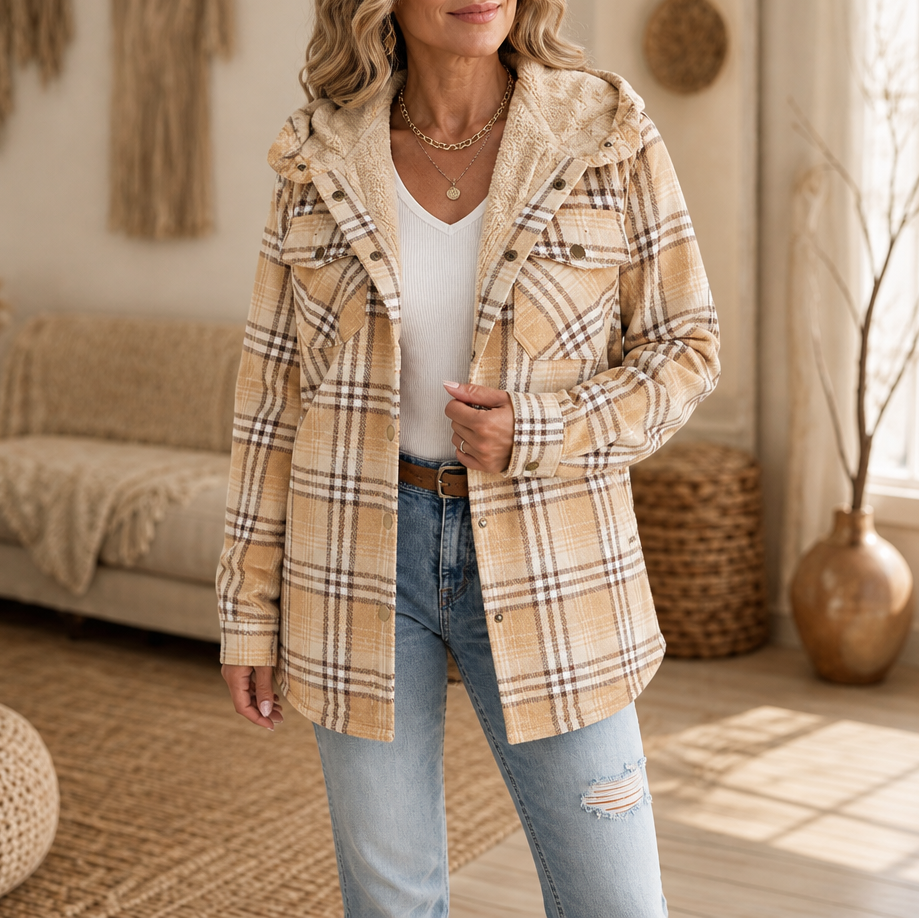 Huntlyn – Sherpa-Lined Plaid Flannel Shacket
