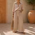 Wearbella – Striped Two-Piece Lantern Sleeve Set