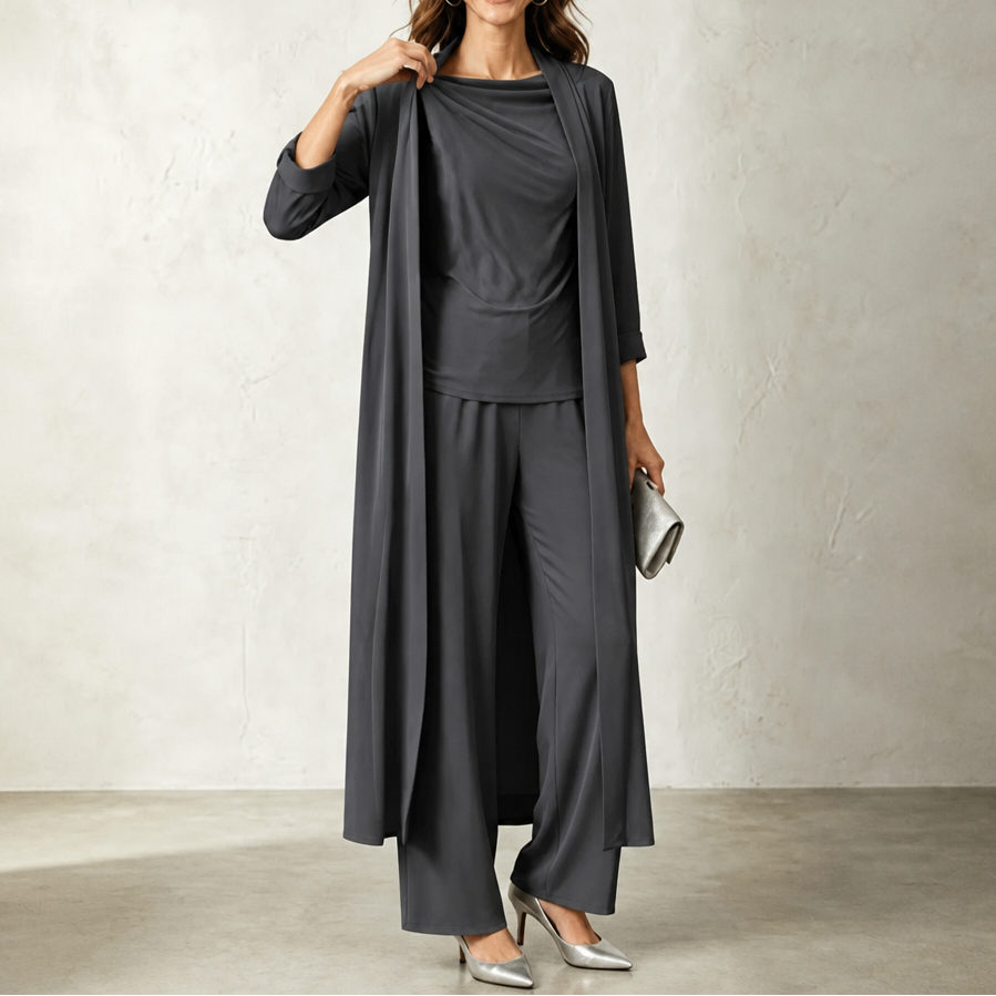 Wearbella – Swing Collar Cardigan Wide-Leg Pants Set