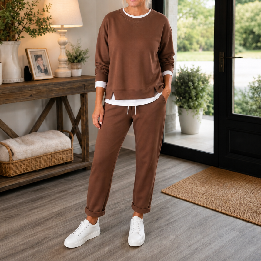 Wearbella – Side-Slit Sweatshirt And Jogger Set