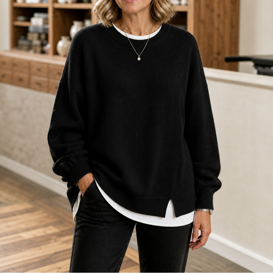 Layerlyn – Contrast Trim Layered-Look Sweater