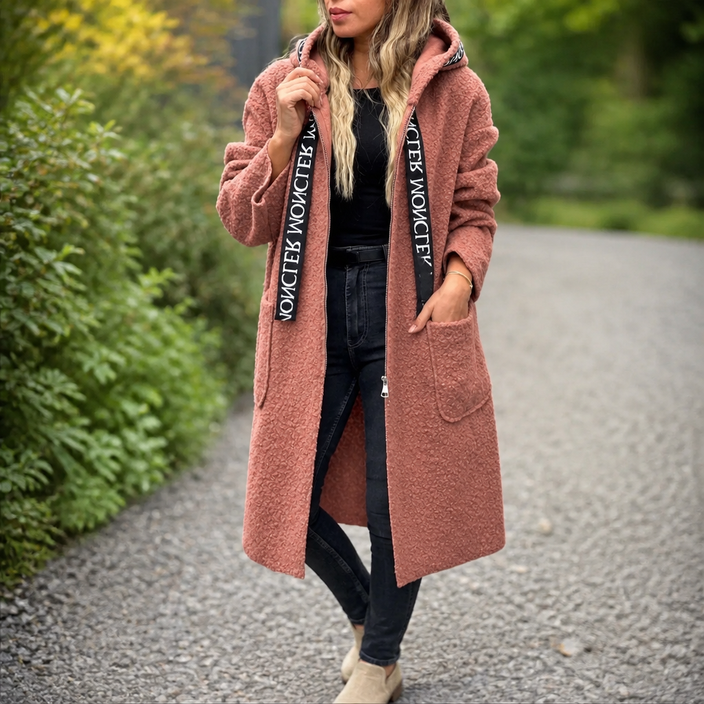 Wearbella – Hooded Zip-Front Long Coat