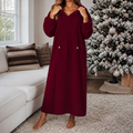 Wrapelle – Hooded Plush A-Line Maxi Lounge Dress