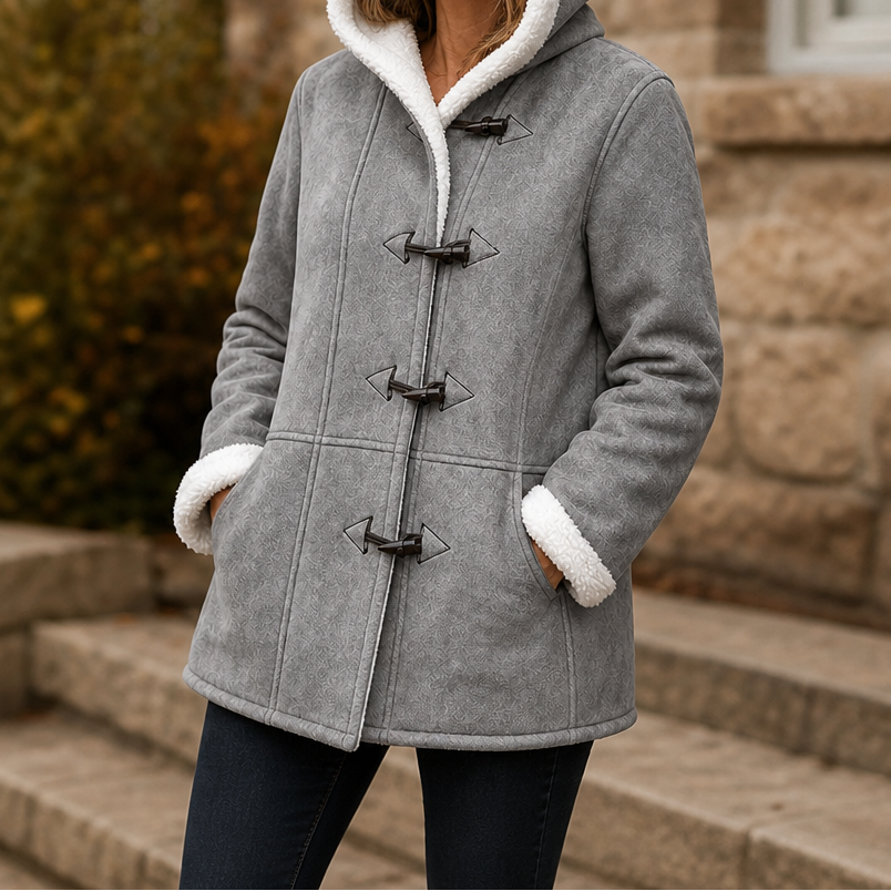 Plushbelle – Faux Shearling Hooded Winter Coat