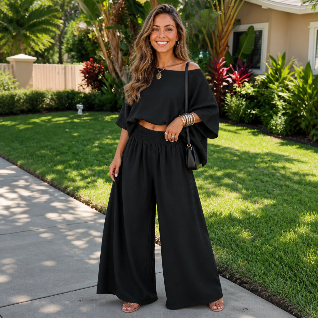 Elowen Set – Oversized Twill Top And Wide-Leg Pants Set