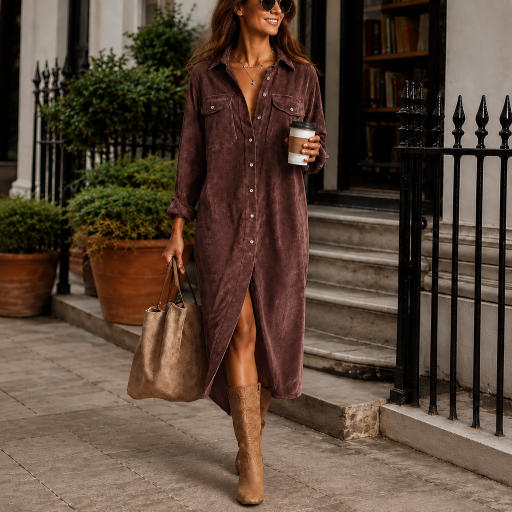 Wearbella – Button-Front Midi Shirt Dress With Side Slit
