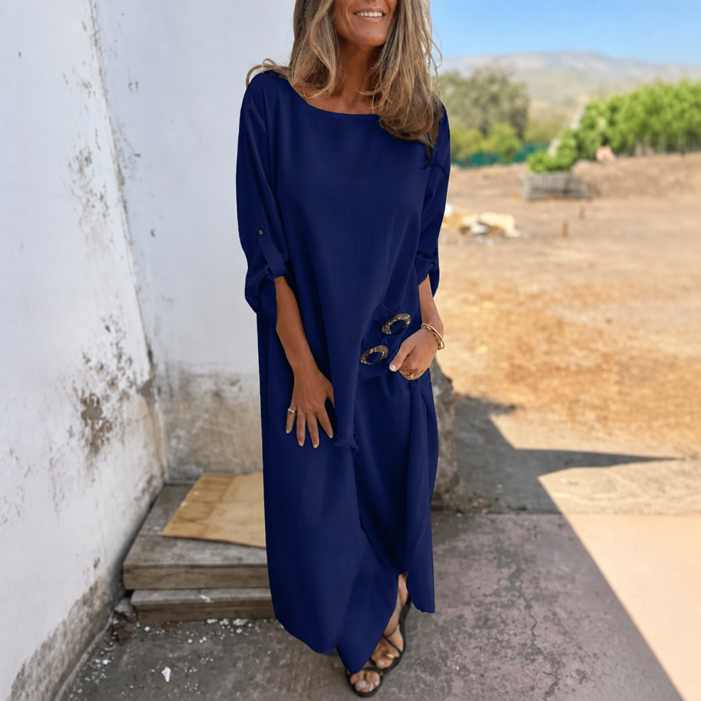 Effortlane – Asymmetric Hem Cotton-Linen Look Tunic Set