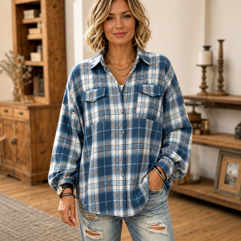 Layerly – Drop-Shoulder Oversized Plaid Button-Up