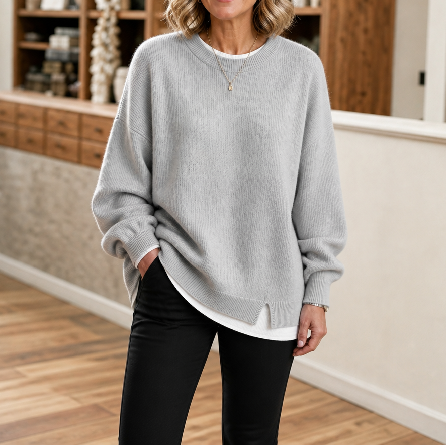 Layerlyn – Contrast Trim Layered-Look Sweater