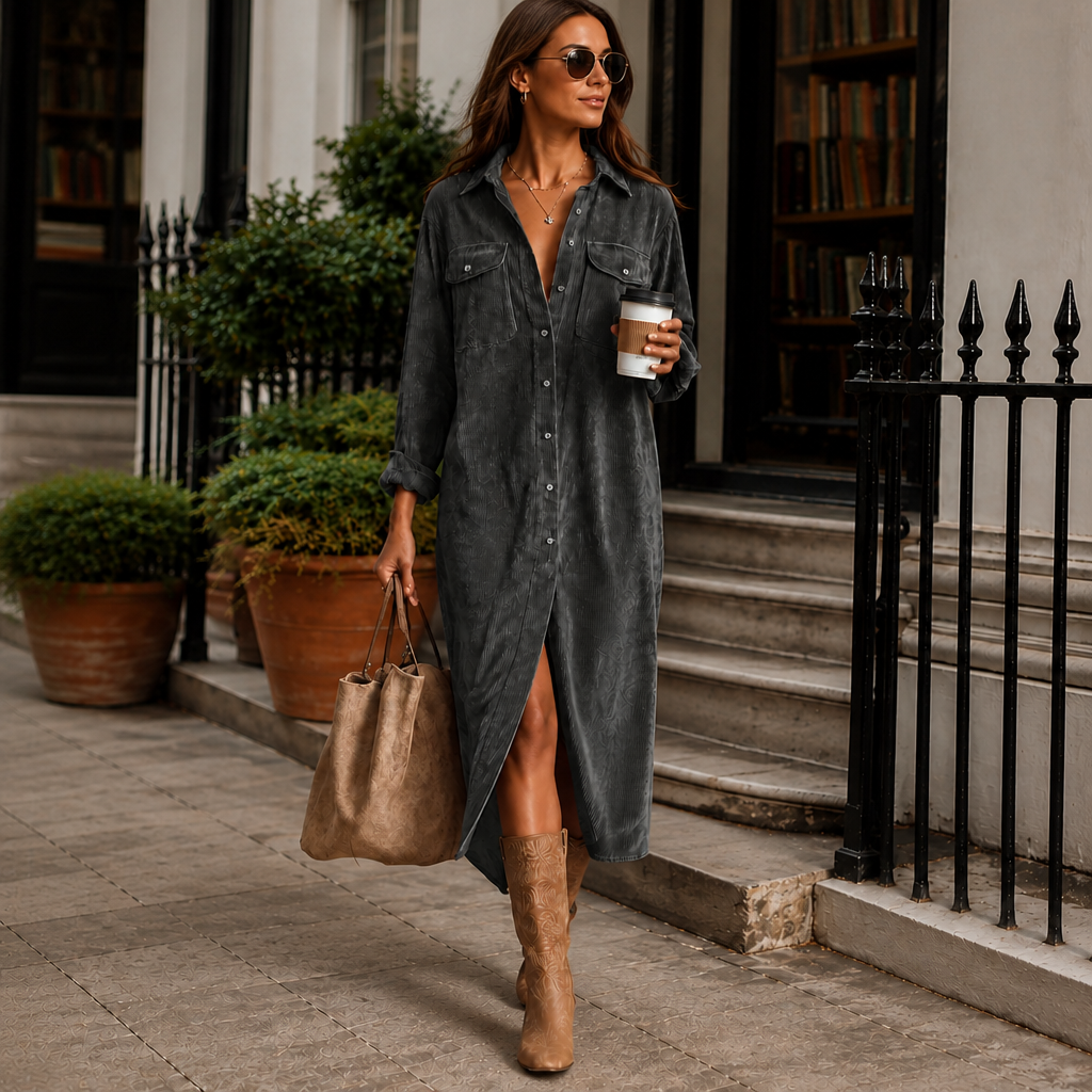 Wearbella – Button-Front Midi Shirt Dress With Side Slit