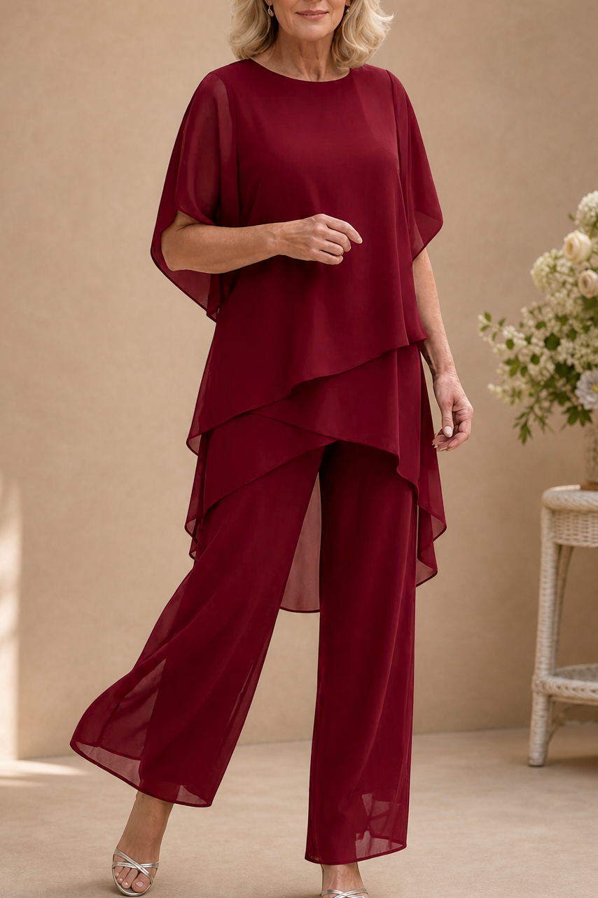 Wearbella – Draped Asymmetric Top And Wide-Leg Trouser Set