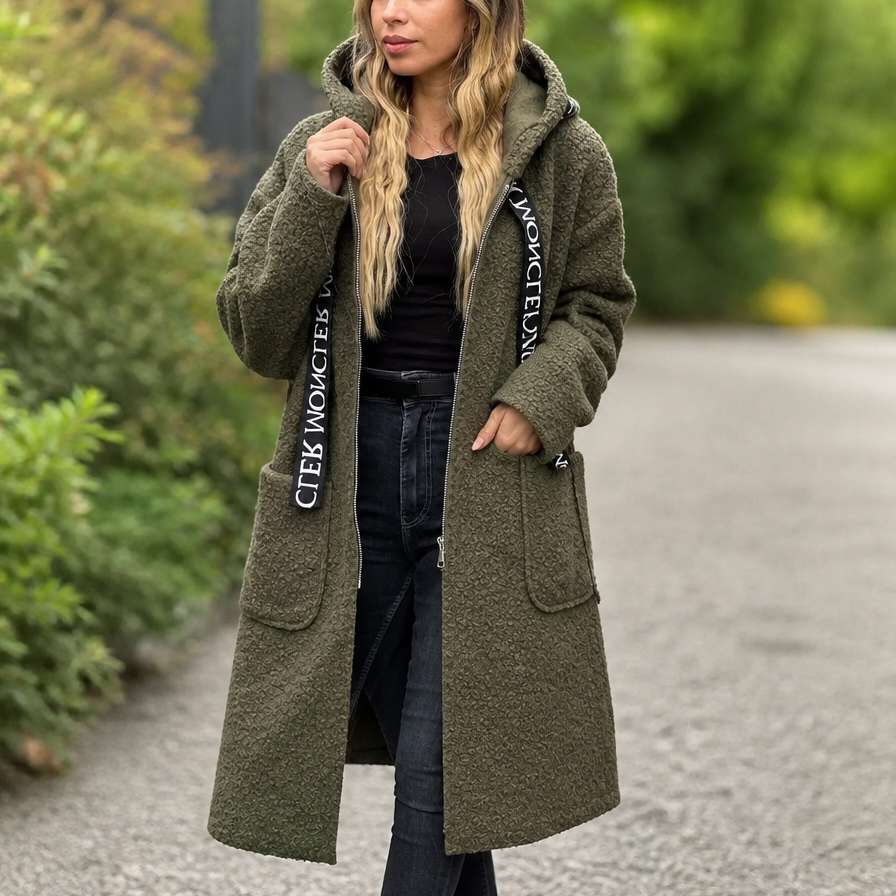 Wearbella – Hooded Zip-Front Long Coat