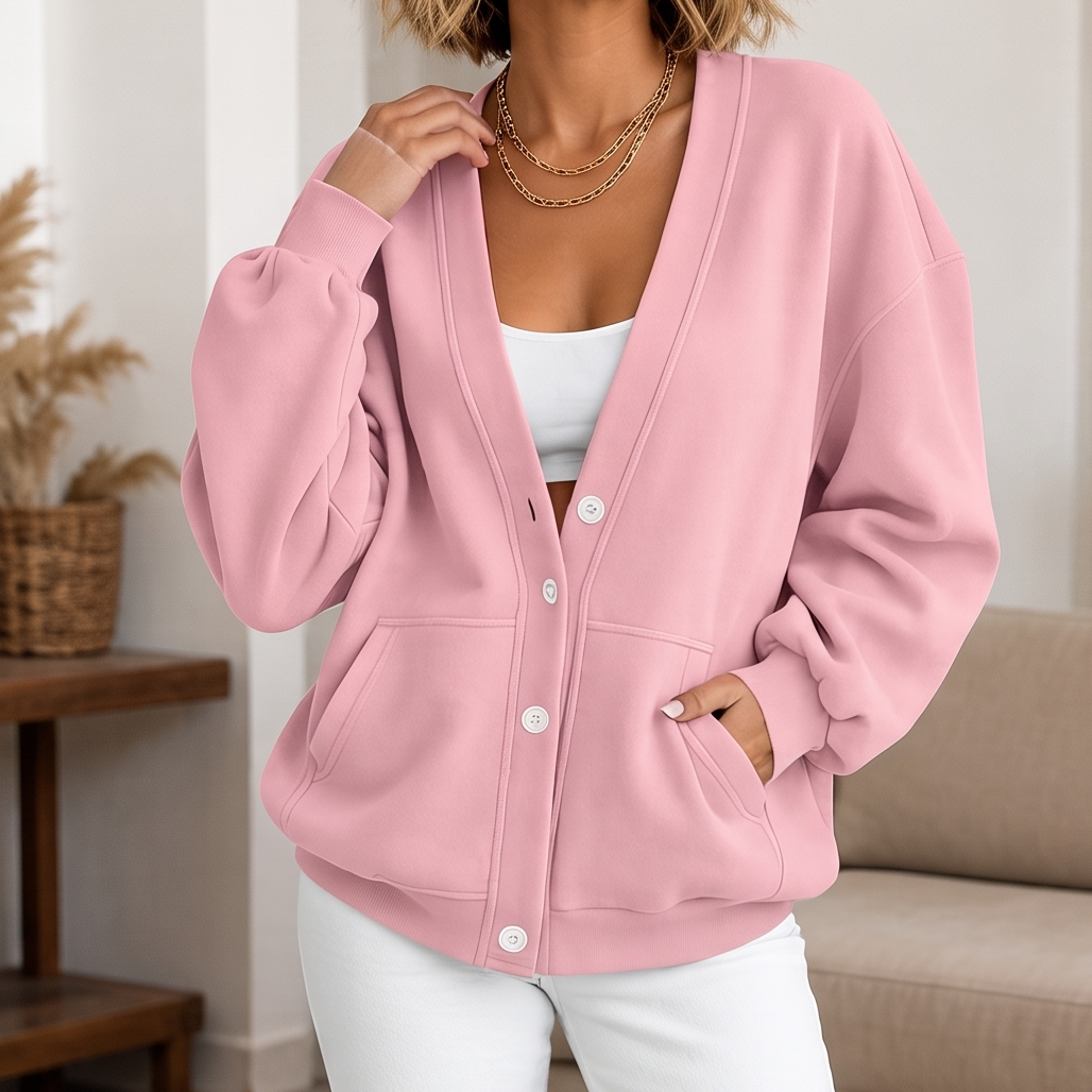 Wearbella – Oversized Drop-Shoulder Lantern Sleeve Cardigan