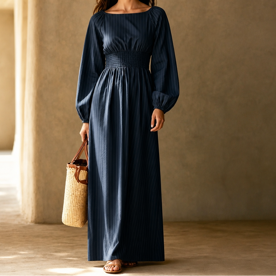 Wovelle – Smocked-Waist Pleated Maxi Dress