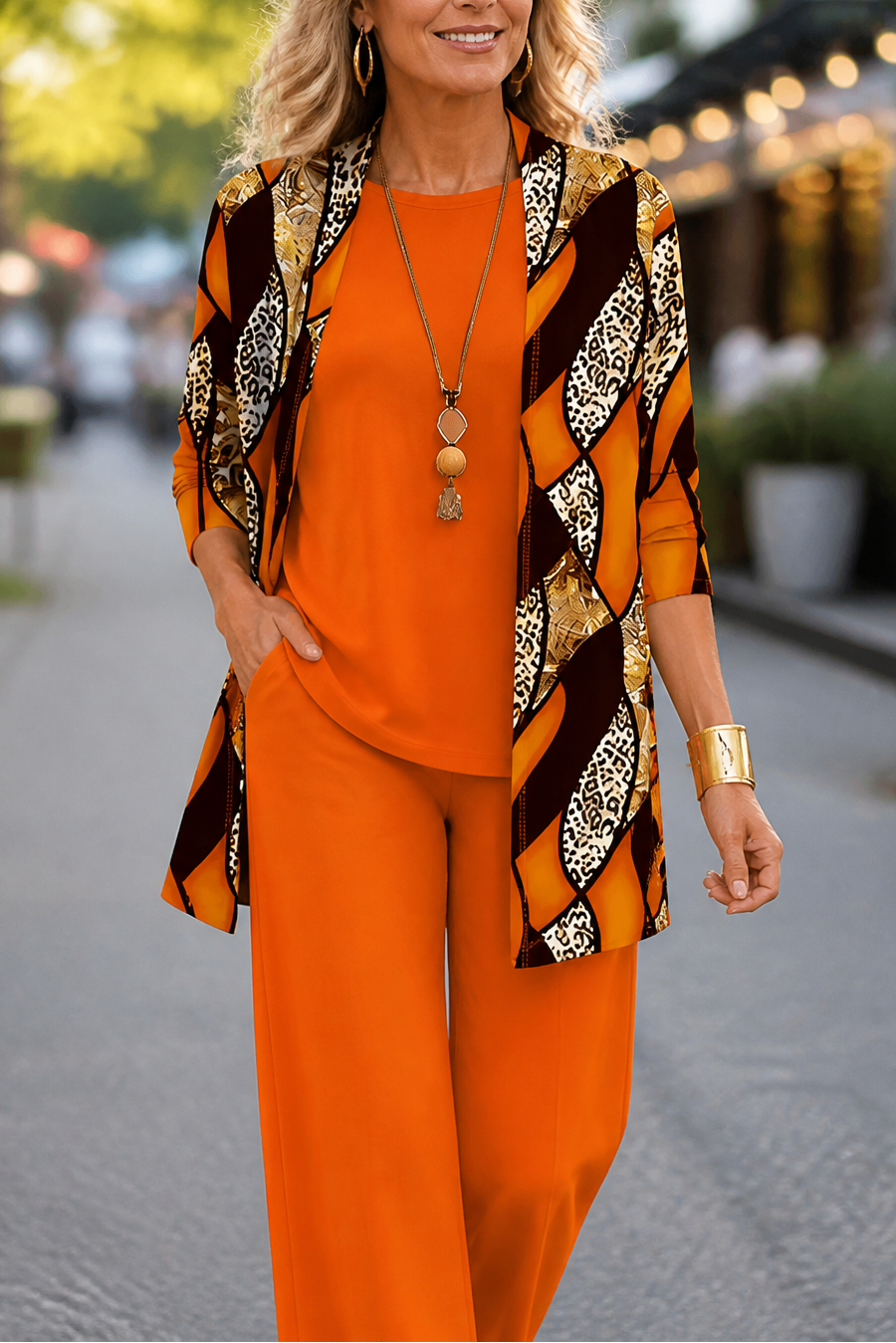 Wearbella – Printed Three-Piece Top And Pants Set
