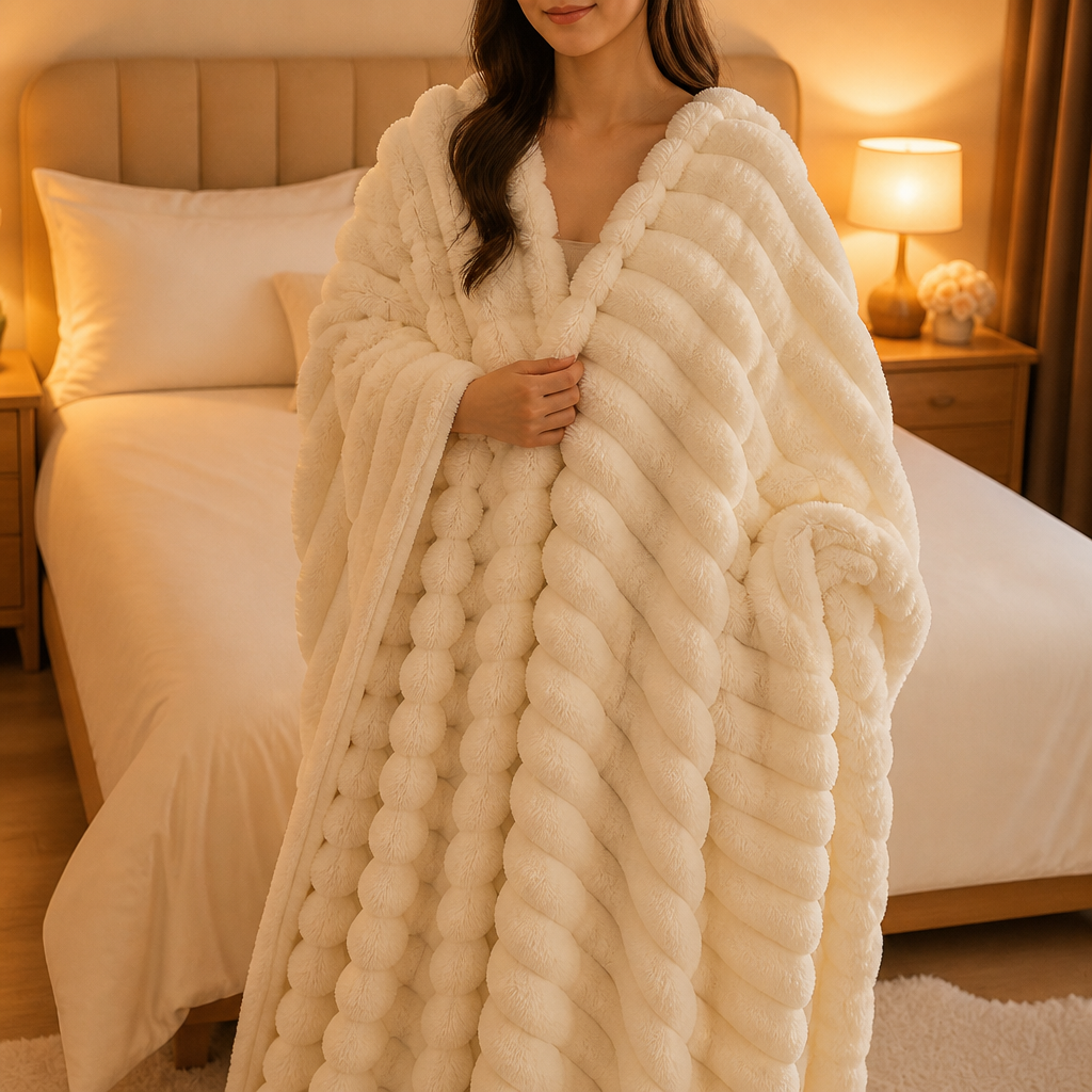 Plushwick – Two-Tone Reversible Rabbit Plush Blanket