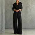 Solene – Belted Wide-Leg Shirt Jumpsuit with Tie Waist