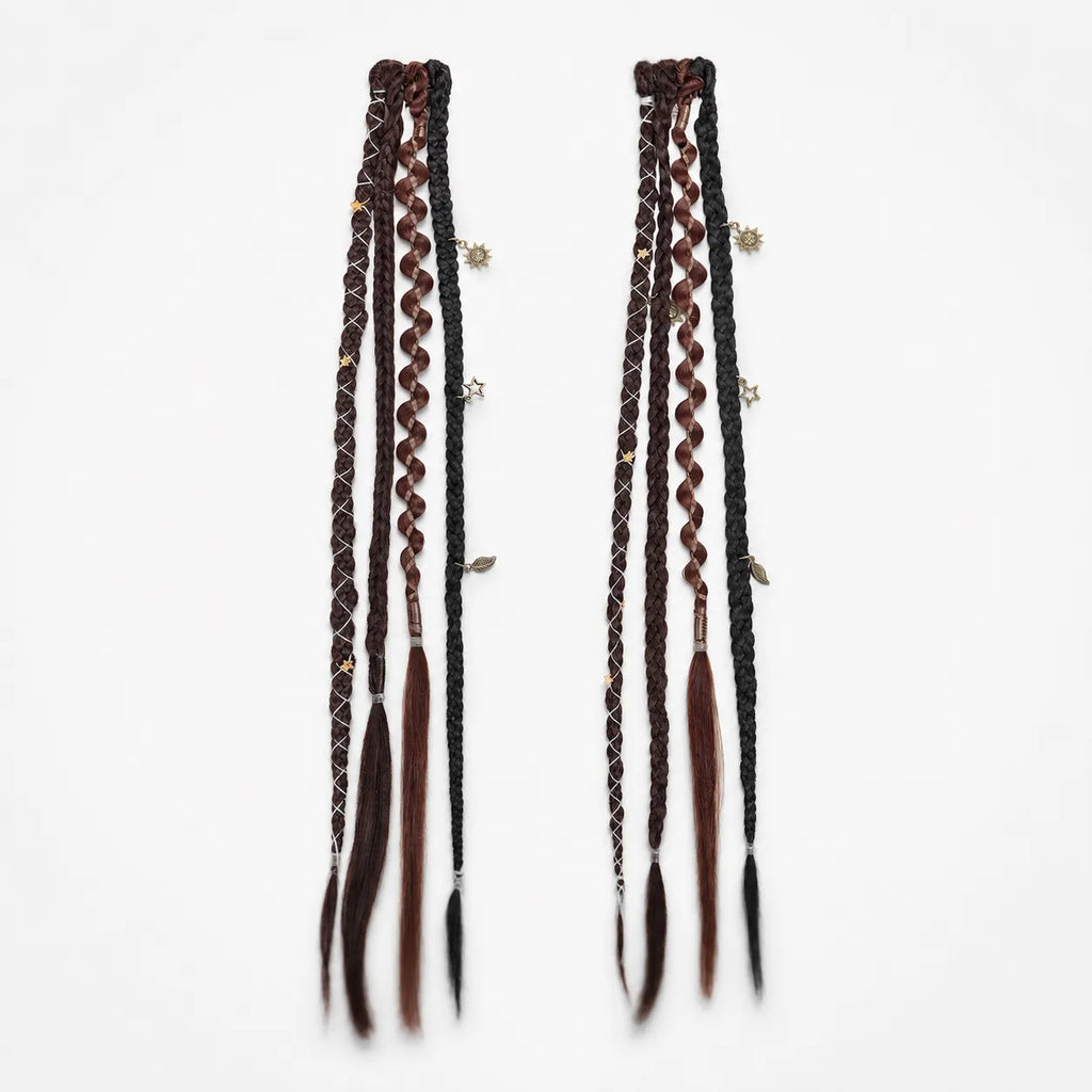 Wildera – Boho Beaded Clip-In Braid Extensions with Charms