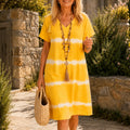 Solavia – Tie Dye Shift Dress V Neck Short Sleeve Summer