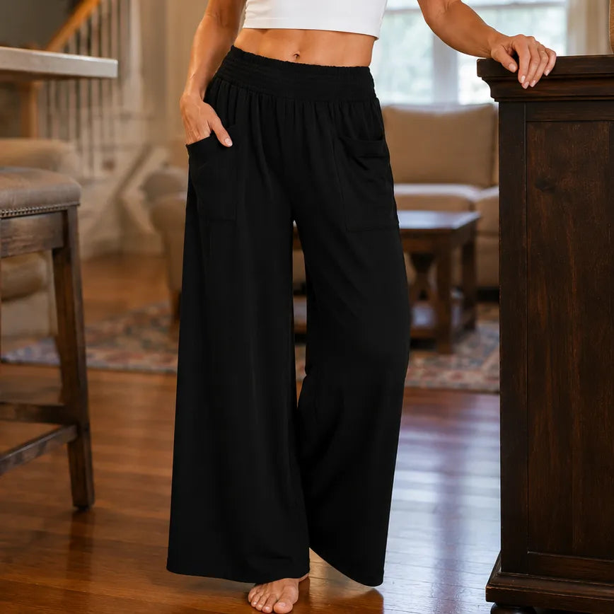 Wearlyn – High Waist Wide Leg Pants with Pockets, Soft Stretch Palazzo Pants for Women