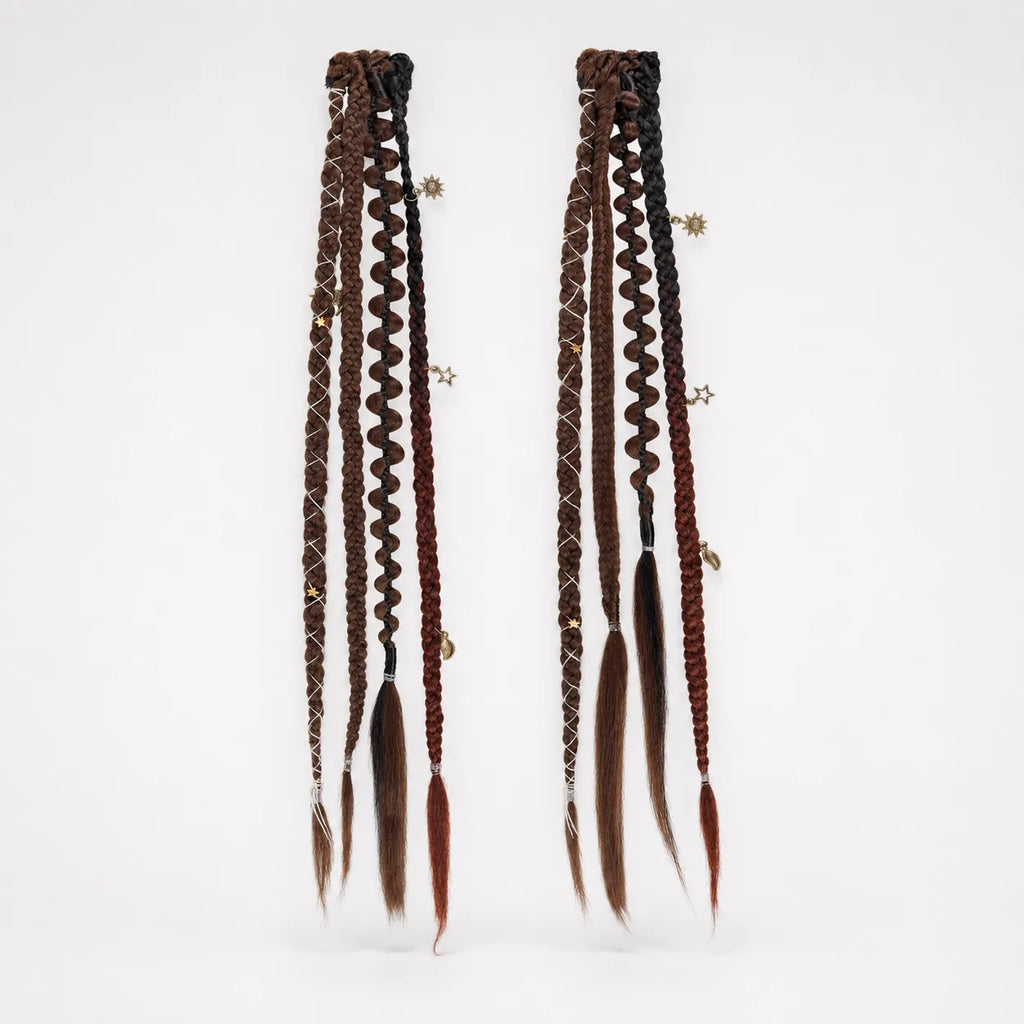 Wildera – Boho Beaded Clip-In Braid Extensions with Charms