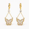 Papillore – Sparkling butterfly drop earrings, gold-tone cubic zirconia, delicate everyday elegance