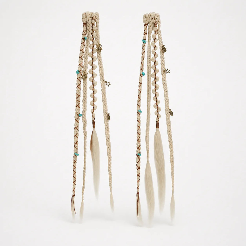 Wildera – Boho Beaded Clip-In Braid Extensions with Charms
