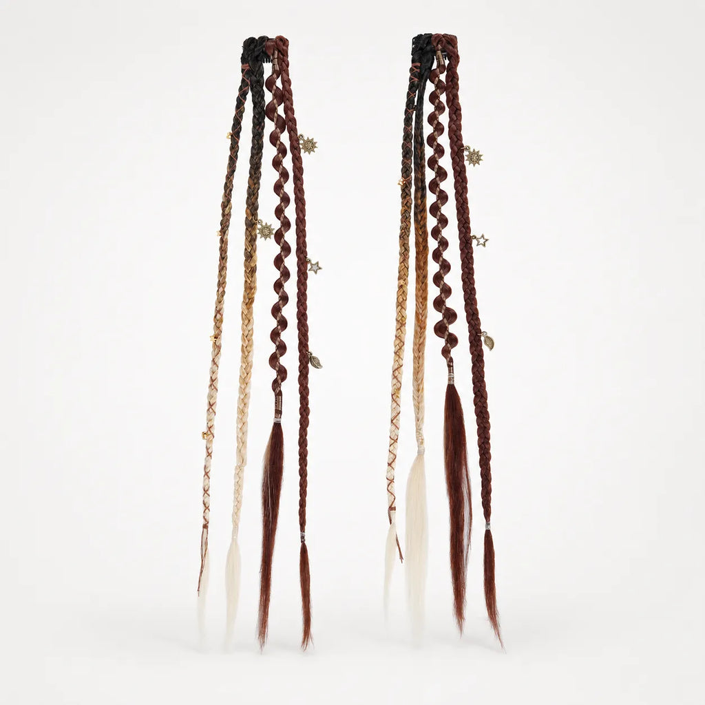 Wildera – Boho Beaded Clip-In Braid Extensions with Charms