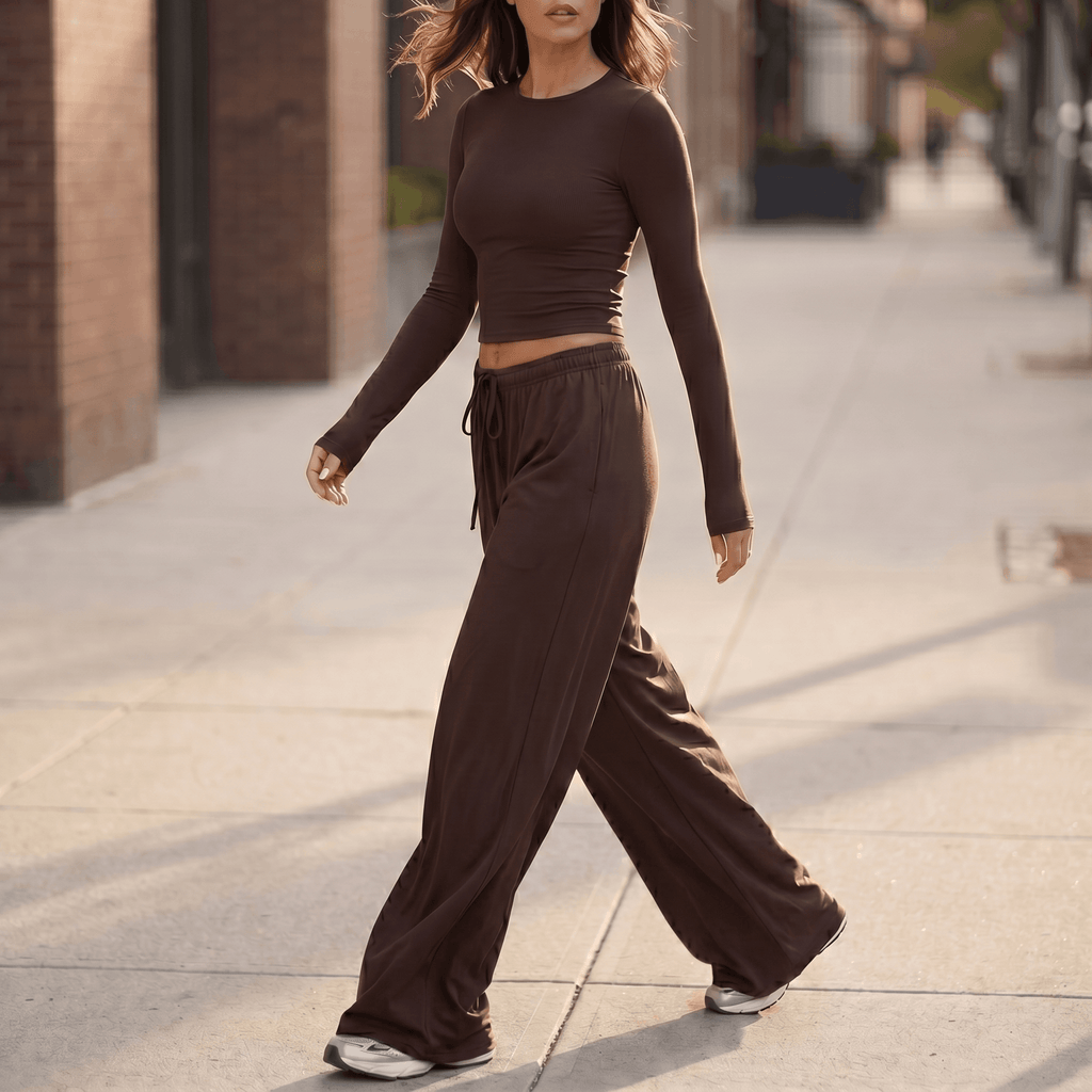 Velaire – Soft Crop Top and Wide Leg Pants Set