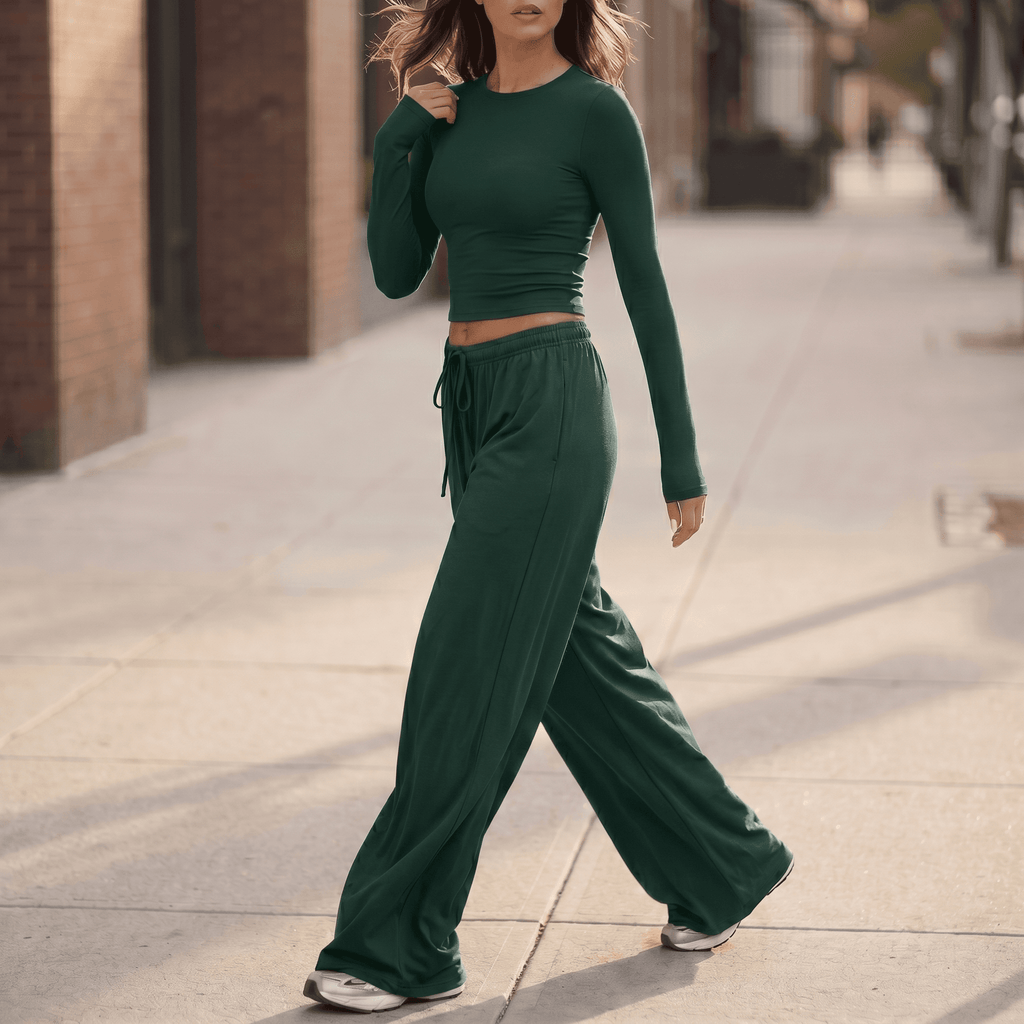 Velaire – Soft Crop Top and Wide Leg Pants Set