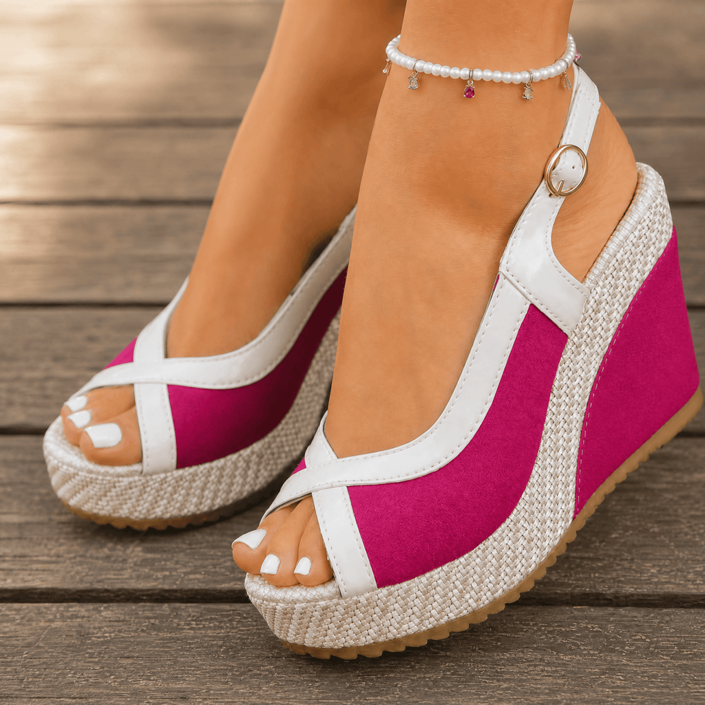 Veluna – Cushioned Peep-Toe Wedge Sandals